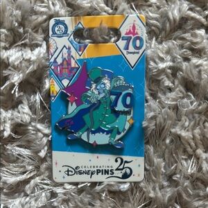 Disney 70th Anniversary Pin with Purple and Teal hat box ghost